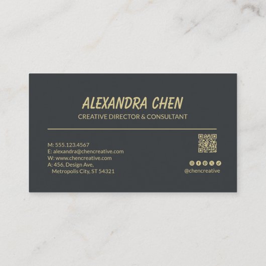 Carte De Visite Modern Elegant Minimalist QR Code (Dos)