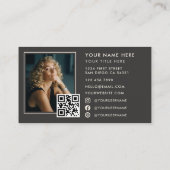 Carte De Visite Modern Elegant Monogram Luxury Photo QR Code (Dos)
