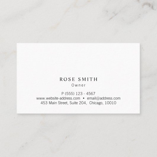 Carte De Visite Modern Elegant Professional Black and White (Dos)