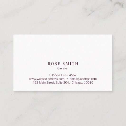 Carte De Visite Modern Elegant Professional Burgundy (Dos)