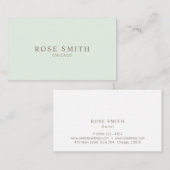 Carte De Visite Modern Elegant Professional Mint Green (Devant / Derrière)