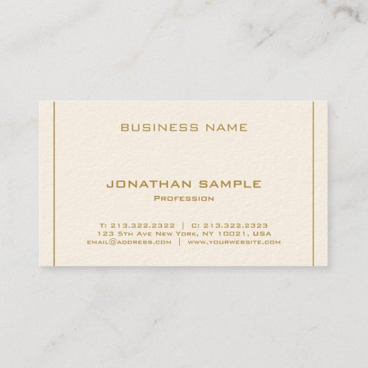 Carte De Visite Modern Elegant Professional Simple Gold Luxury (Dos)