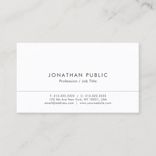Carte De Visite Modern Elegant Professional Simple Template (Devant)