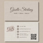 Carte De Visite Modern Elegant QR Code Linen