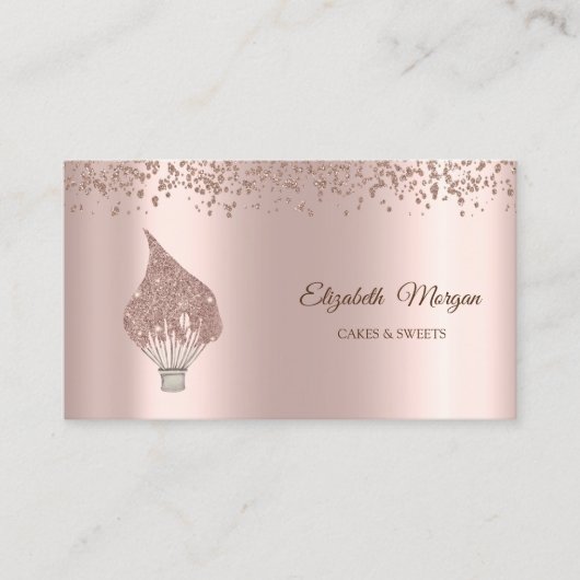 Carte De Visite Modern Elegant Rose Gold Diamonds Glitter Whisk (Devant)