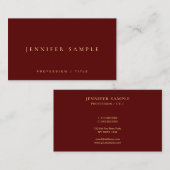 Carte De Visite Modern Elegant Simple Template Luxury Maroon Red (Devant / Derrière)
