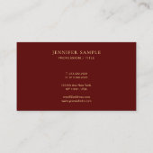Carte De Visite Modern Elegant Simple Template Luxury Maroon Red (Dos)