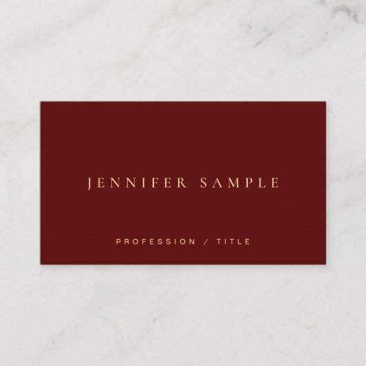 Carte De Visite Modern Elegant Simple Template Luxury Maroon Red (Devant)