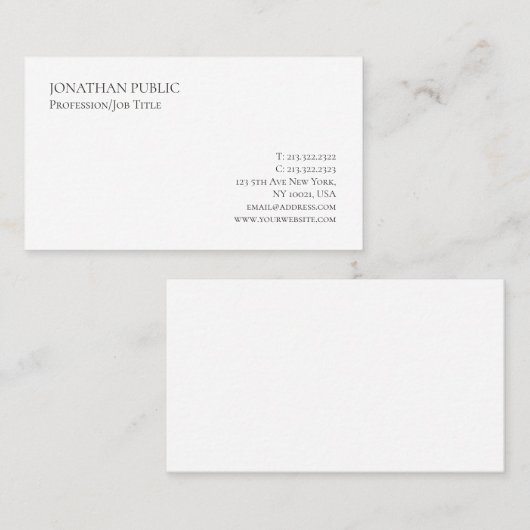 Carte De Visite  Modern Elegant Simple Template Professional (Devant / Derrière)