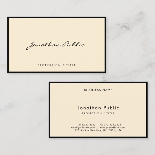 Carte De Visite Modern Elegant Simple Typography Script Luxury (Devant / Derrière)