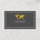 Carte De Visite Modern Elegant World Map Dark-Gray (Devant)