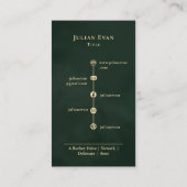 Carte De Visite Modern Emerald Dark Green Luxe Monogram (Dos)