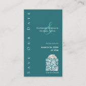 Carte De Visite Modern Emerald Green-Enregistrer le code Date-QR- (Devant)