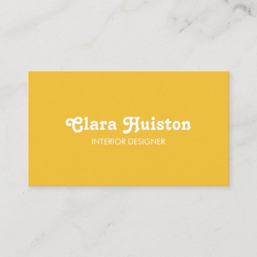 Carte De Visite Modern Fancy Mustard Yellow Script White (Devant)