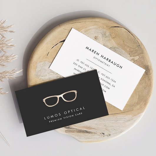 Carte De Visite Modern Faux Gold Glasses Logo
