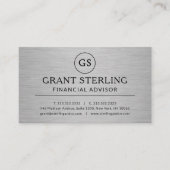 Carte De Visite Modern Financial Advisor Metallic Luxury Monogram (Devant)