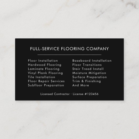 Carte De Visite Modern Flooring Installation (Dos)
