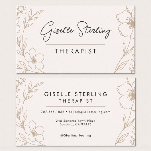 Carte De Visite Modern Floral Counseling Professional