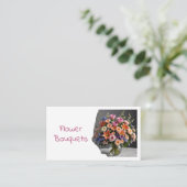 Carte De Visite Modern Florist Flower Shop Bouquet QR Code Photo (Debout devant)