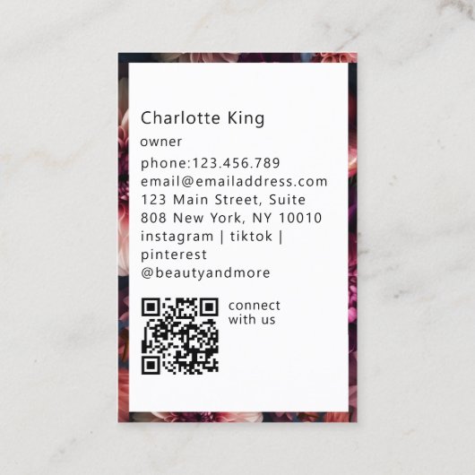 Carte De Visite Modern Flower QR Code (Dos)