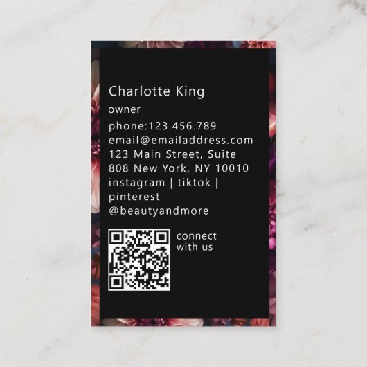 Carte De Visite Modern Flower QR Code (Dos)