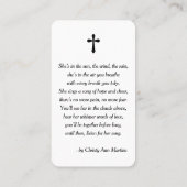 Carte De Visite Modern Funeral Memorial Prayer Photo Card (Dos)