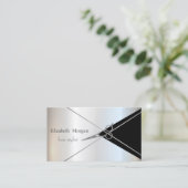 Carte De Visite Modern Geometric Silver Stripes Glitter Scissors (Debout devant)