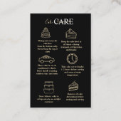 Carte De Visite Modern Glam Black Gold Crown Cake Care  (Devant)