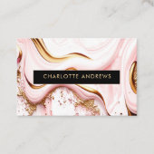 Carte De Visite Modern Glitter Gold Marble Salon (Devant)
