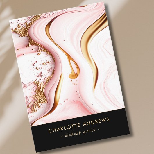 Carte De Visite Modern Glitter Gold Marble Salon