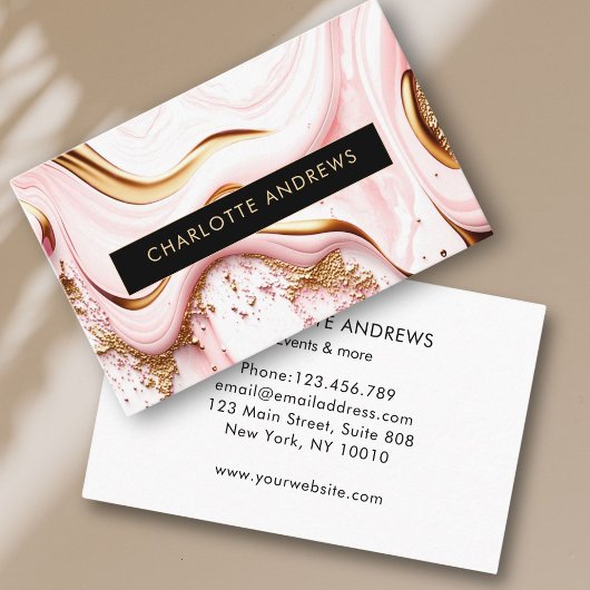 Carte De Visite Modern Glitter Gold Marble Salon