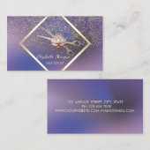 Carte De Visite Modern Gold Frame,Confetti,Scissors Lotus Purple (Devant / Derrière)