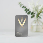 Carte De Visite Modern Gold Glitter Knife & Whisk Bakery (Debout devant)