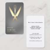 Carte De Visite Modern Gold Glitter Knife & Whisk Bakery (Devant / Derrière)