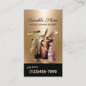 Carte De Visite Modern Gold House Cleaning Service Housekeeping (Devant)