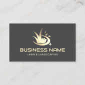 Carte De Visite Modern Gold Lawn Care Logo Landscaping Service (Devant)