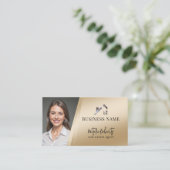 Carte De Visite Modern Gold Real Estate Custom Logo Realtor Photo (Debout devant)