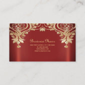 Carte De Visite Modern Gold Red Floral Business Card (Dos)