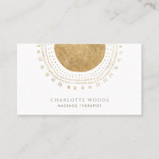 Carte De Visite Modern Gold Sun Massage Therapist Elegant