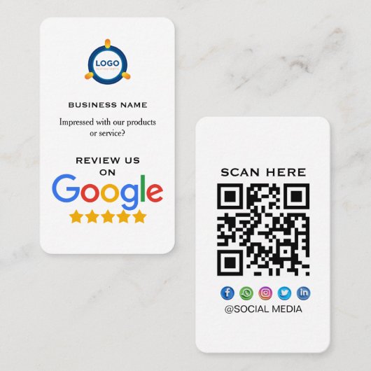 Carte De Visite Modern Google Review With QR Code (Devant / Derrière)