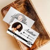 Carte De Visite Modern Gray, Black & White Author Branding