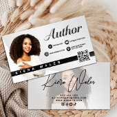Carte De Visite Modern Gray, Black & White Author Branding