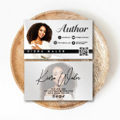 Carte De Visite Modern Gray, Black & White Author Branding