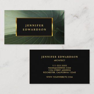 Carte De Visite Modern grean leaf black and gold professional