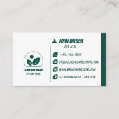 Carte De Visite Modern Green and White QR Code Business Card (Devant)