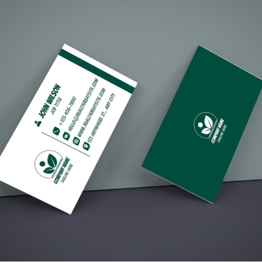 Carte De Visite Modern Green and White QR Code Business Card