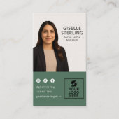 Carte De Visite Modern Green Social Media Manager Logo photo (Devant)