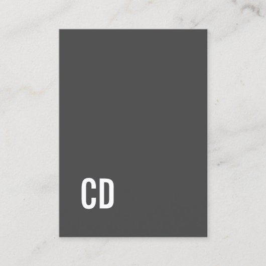 Carte De Visite Modern Grey Texture Beige Bold White Monogram (Devant)