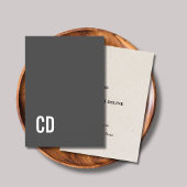 Carte De Visite Modern Grey Texture Beige Bold White Monogram