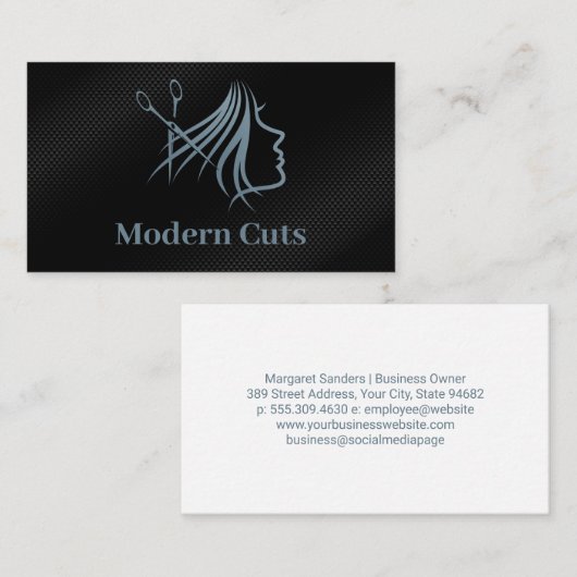 Carte De Visite Modern Hair Salon Illustration (Devant / Derrière)